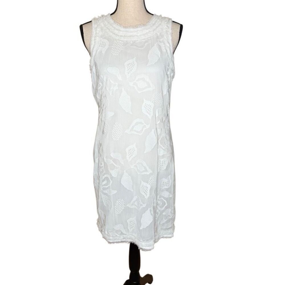 M.S.S.P White Embroidered Sleeveless Sheath Dress Sz M LWD, Wedding, Party